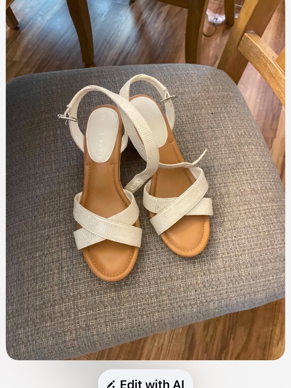 Kelly & Katie Off White Crisscross Ankle-Strap Sandals Worn Once